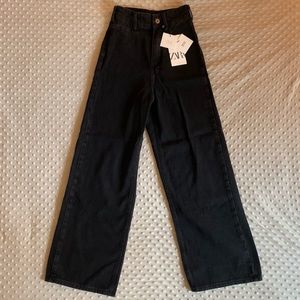 ZARA Black Wide Leg High Rise Jeans